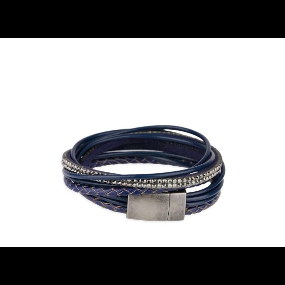 Saachi Blue Navy Wrap Genuine Leather Bracelet